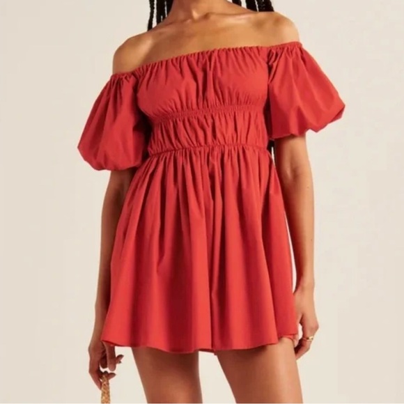 Abercrombie & Fitch Off the Shoulder Puff Sleeve Dress Small - Picture 1 of 3